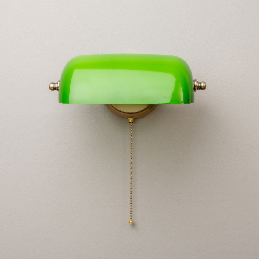 Brilagi - Seinävalaisin BANK OFFICE 1xE27/60W/230V messinki/vihreä