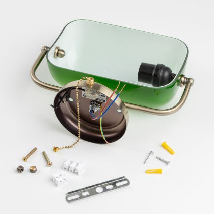 Brilagi - Seinävalaisin BANK OFFICE 1xE27/60W/230V messinki/vihreä