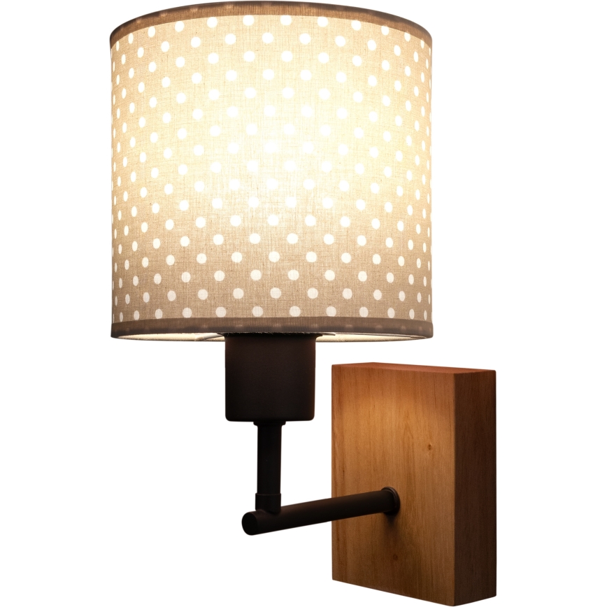 BRILAGI - Lasten seinälamppu BOBO WOOD 1xE27/25W/230V tammi/musta/beige/pilkullinen