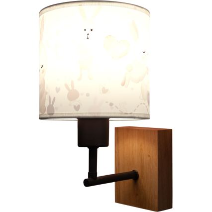 BRILAGI - Lasten seinävalaisin BOBO WOOD 1xE27/25W/230V tammi/musta/valkoinen/pupukuvio