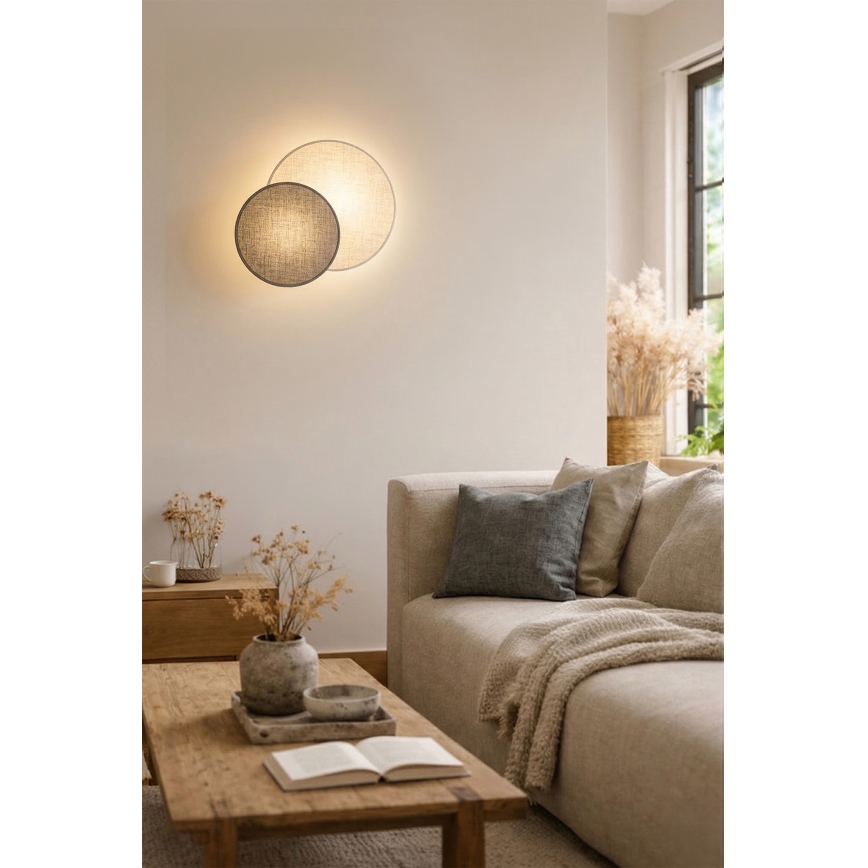 Brilagi - Seinävalaisin CIRCLES 1xE27/60W/230V halkaisija 35 cm kerma/harmaa