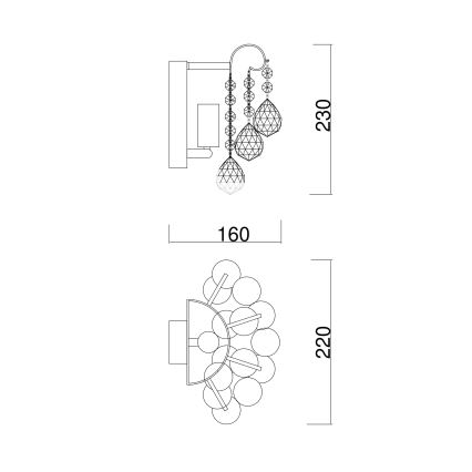 Brilagi - Seinävalaisin CRYSTAL 1xE14/60W/230V kulta