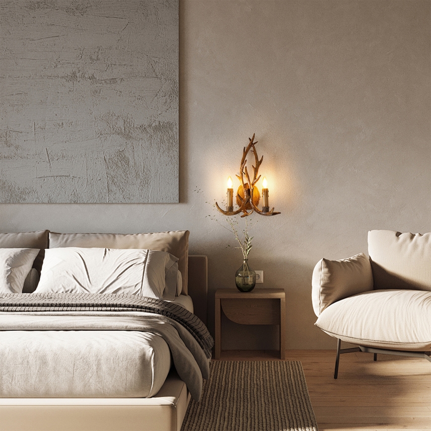 Brilagi - Seinävalaisin DEER 2xE14/10W/230V, peuran sarvet