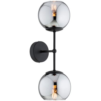 BRILAGI - Seinävalaisin DIOR 2xE27/60W/230V musta/savunharmaa