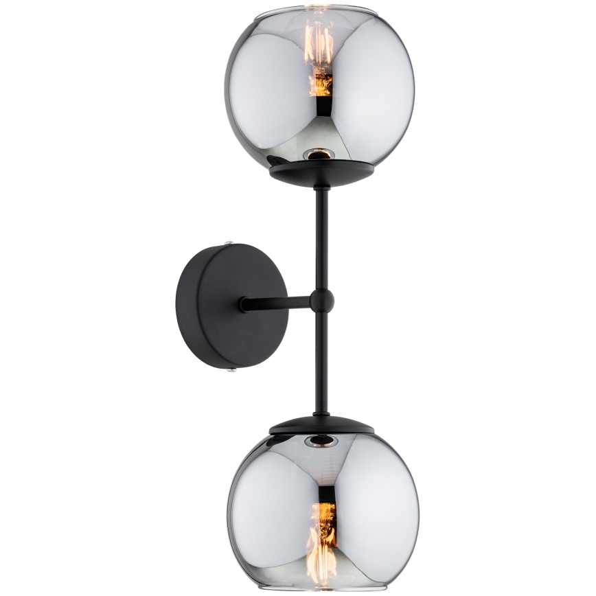 BRILAGI - Seinävalaisin DIOR 2xE27/60W/230V musta/savunharmaa