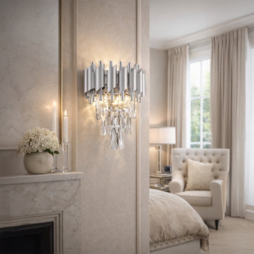 Brilagi - Seinävalaisin ECLIPSE 2xE14/10W/230V hopea