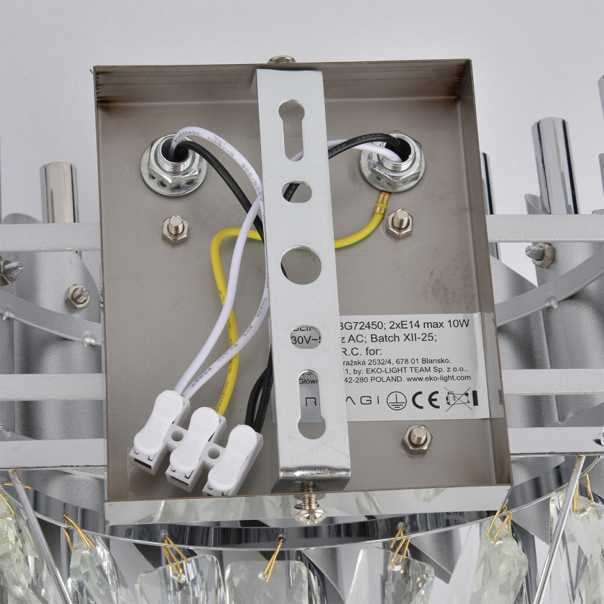 Brilagi - Seinävalaisin ECLIPSE 2xE14/10W/230V hopea