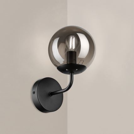 Brilagi - Seinävalaisin MALIVA 1xE14/15W/230V musta/savunharmaa