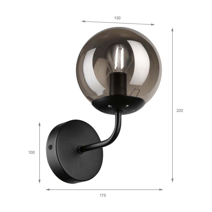 Brilagi - Seinävalaisin MALIVA 1xE14/15W/230V musta/savunharmaa