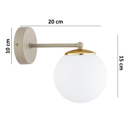 Brilagi - Seinävalaisin MILO ECRU 1xE27/60W/230V beige/kultainen