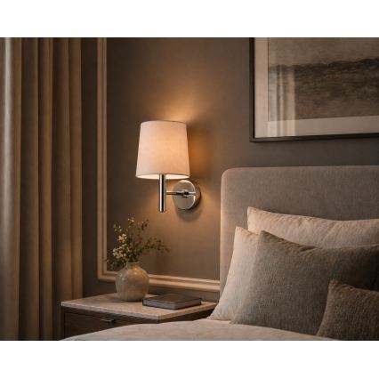 Brilagi - Seinävalaisin MONTE 1xE27/15W/230V beige/kiiltävä kromi