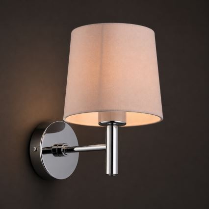 Brilagi - Seinävalaisin MONTE 1xE27/15W/230V beige/kiiltävä kromi