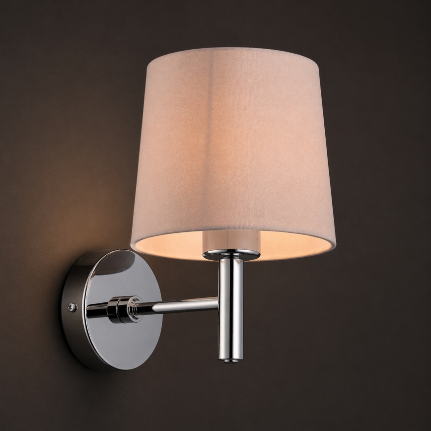 Brilagi - Seinävalaisin MONTE 1xE27/15W/230V beige/kiiltävä kromi