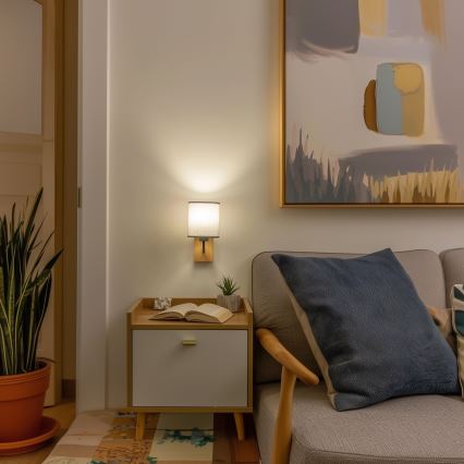 Brilagi - Seinävalaisin NUBILA WOOD 1xE27/25W/230V tammi/harmaa