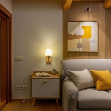 Brilagi - Seinävalaisin NUBILA WOOD 1xE27/25W/230V tammi/kerma