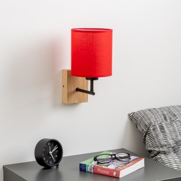 Brilagi - Seinävalaisin NUBILA WOOD 1xE27/25W/230V tammi/punainen
