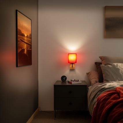 Brilagi - Seinävalaisin NUBILA WOOD 1xE27/25W/230V tammi/punainen