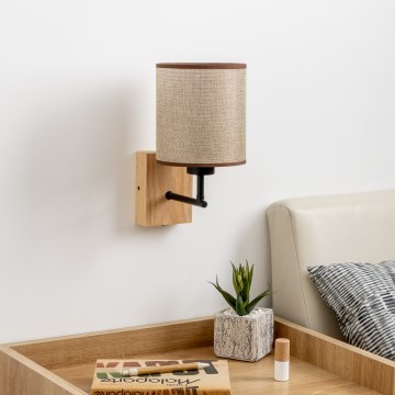 Brilagi - Seinävalaisin NUBILA WOOD 1xE27/25W/230V tammi/ruskea
