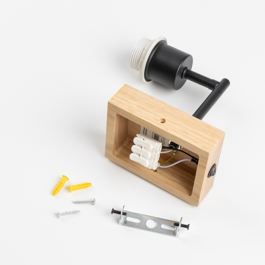 Brilagi - Seinävalaisin NUBILA WOOD 1xE27/25W/230V tammi/vaaleanpunainen