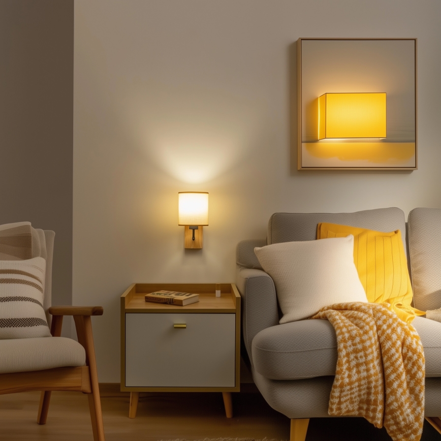 Brilagi - Seinävalaisin NUBILA WOOD 1xE27/25W/230V tammi/vaaleanruskea