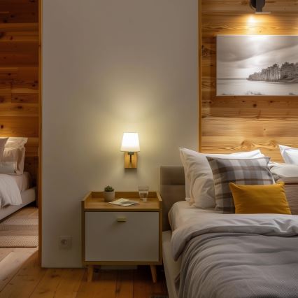 Brilagi - Seinävalaisin NUBILA WOOD 1xE27/25W/230V tammi/valkoinen