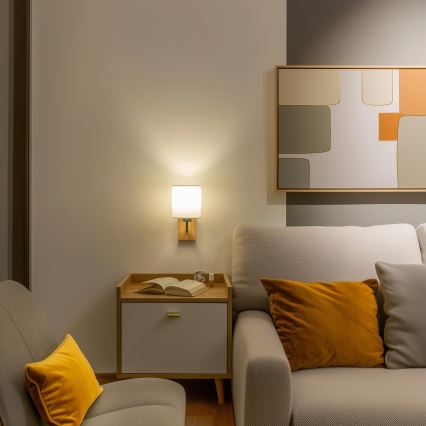 Brilagi - Seinävalaisin NUBILA WOOD 1xE27/25W/230V tammi/valkoinen