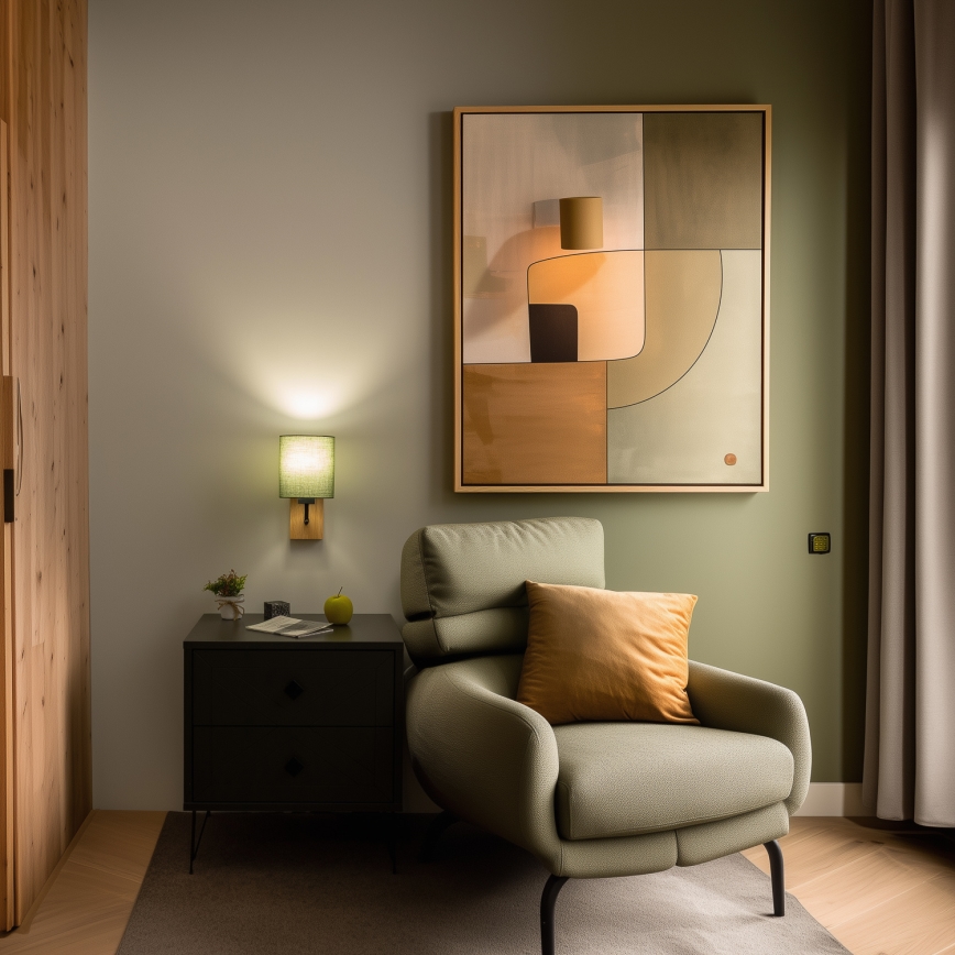 Brilagi - Seinävalaisin NUBILA WOOD 1xE27/25W/230V tammi/vihreä