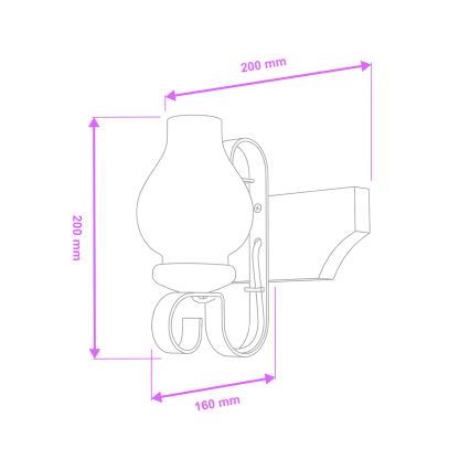Brilagi - Seinävalaisin QUEEN 1xE14/40W/230V pyökki/saksanpähkinä