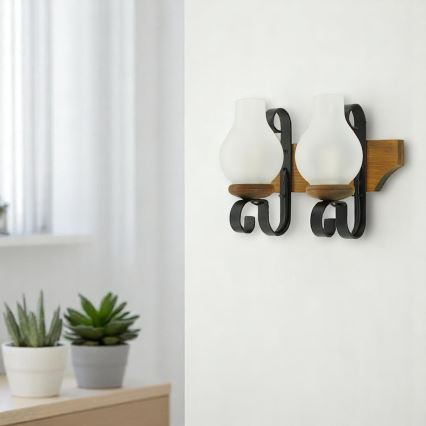 Brilagi - Seinävalaisin QUEEN 2xE14/40W/230V pyökki