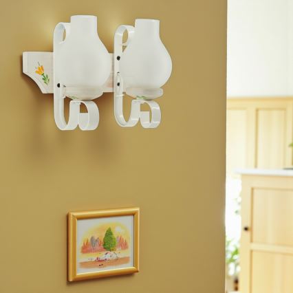 Brilagi - Seinävalaisin QUEEN 2xE14/40W/230V pyökki/kerma