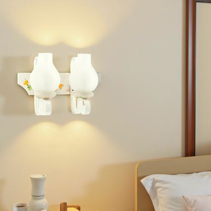 Brilagi - Seinävalaisin QUEEN 2xE14/40W/230V pyökki/kerma