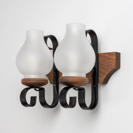 Brilagi - Seinävalaisin QUEEN 2xE14/40W/230V pyökki/saksanpähkinä