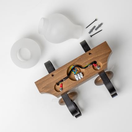 Brilagi - Seinävalaisin QUEEN 2xE14/40W/230V pyökki/saksanpähkinä