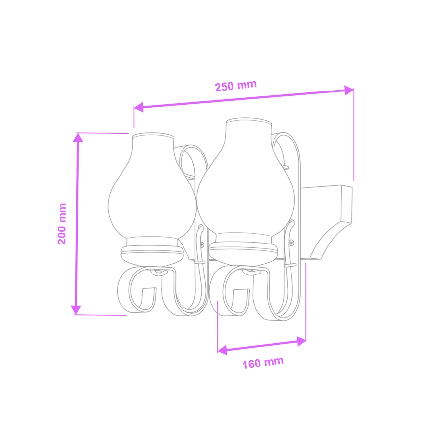 Brilagi - seinävalaisin QUEEN 2xE14/40W/230V pyökki/wenge