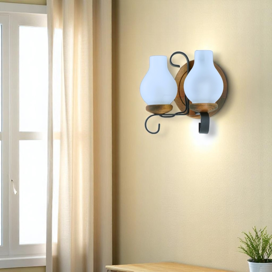 Brilagi - Seinävalaisin ROATA APLICA 2xE14/40W/230V pyökki