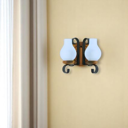 Brilagi - Seinävalaisin ROATA APLICA 2xE14/40W/230V pyökki