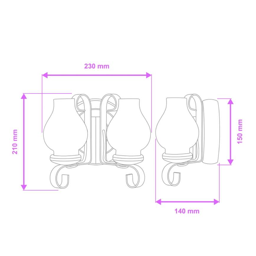 Brilagi - Seinävalaisin ROATA APLICA 2xE14/40W/230V pyökki
