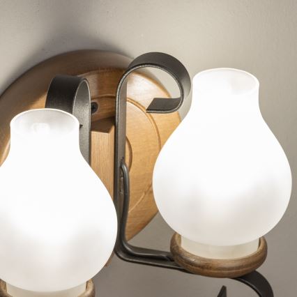 Brilagi - Seinävalaisin ROATA APLICA 2xE14/40W/230V pyökki/saksanpähkinä