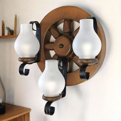 Brilagi - Seinävalaisin ROATA APLICA 3xE14/40W/230V pyökki/saksanpähkinä