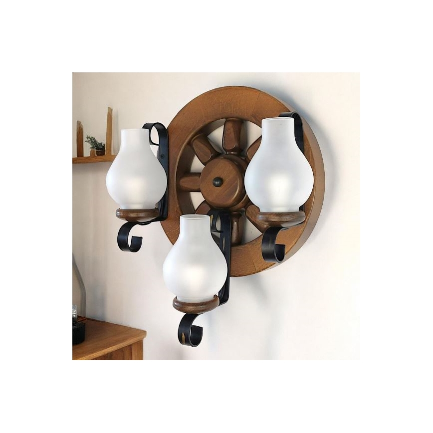 Brilagi - Seinävalaisin ROATA APLICA 3xE14/40W/230V pyökki/saksanpähkinä