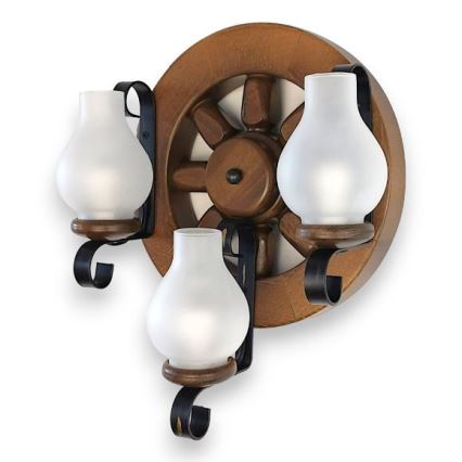 Brilagi - Seinävalaisin ROATA APLICA 3xE14/40W/230V pyökki/saksanpähkinä