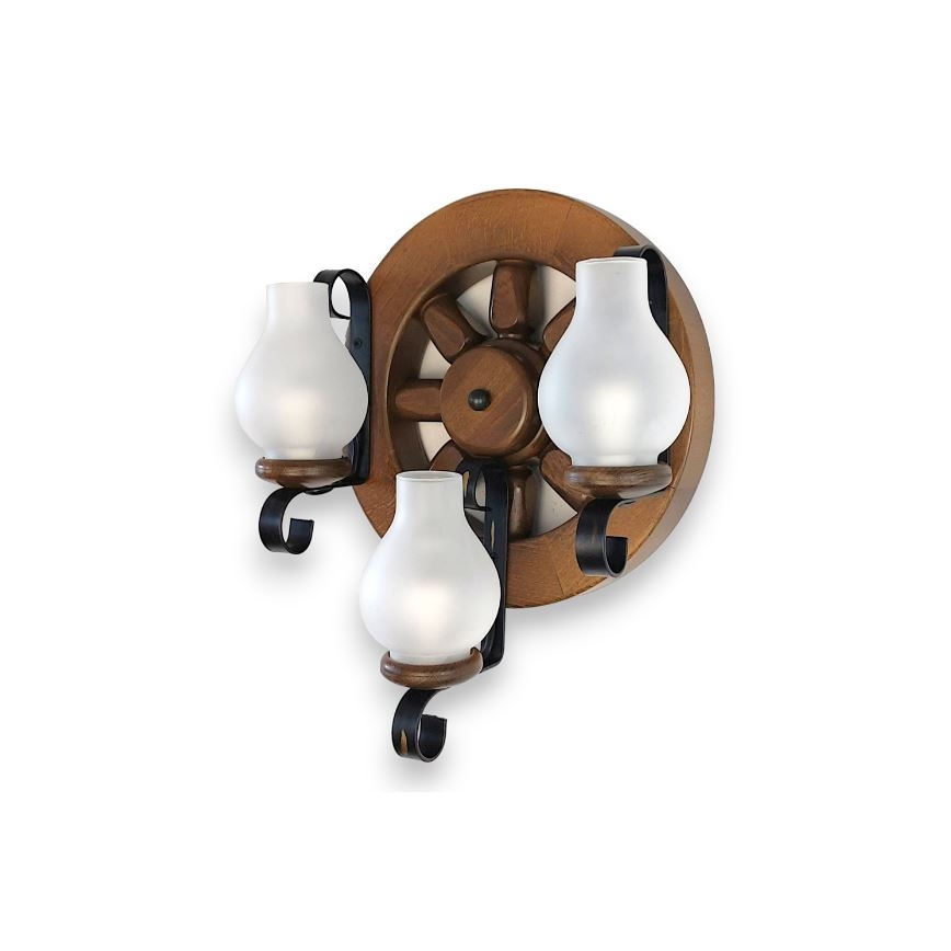 Brilagi - Seinävalaisin ROATA APLICA 3xE14/40W/230V pyökki/saksanpähkinä