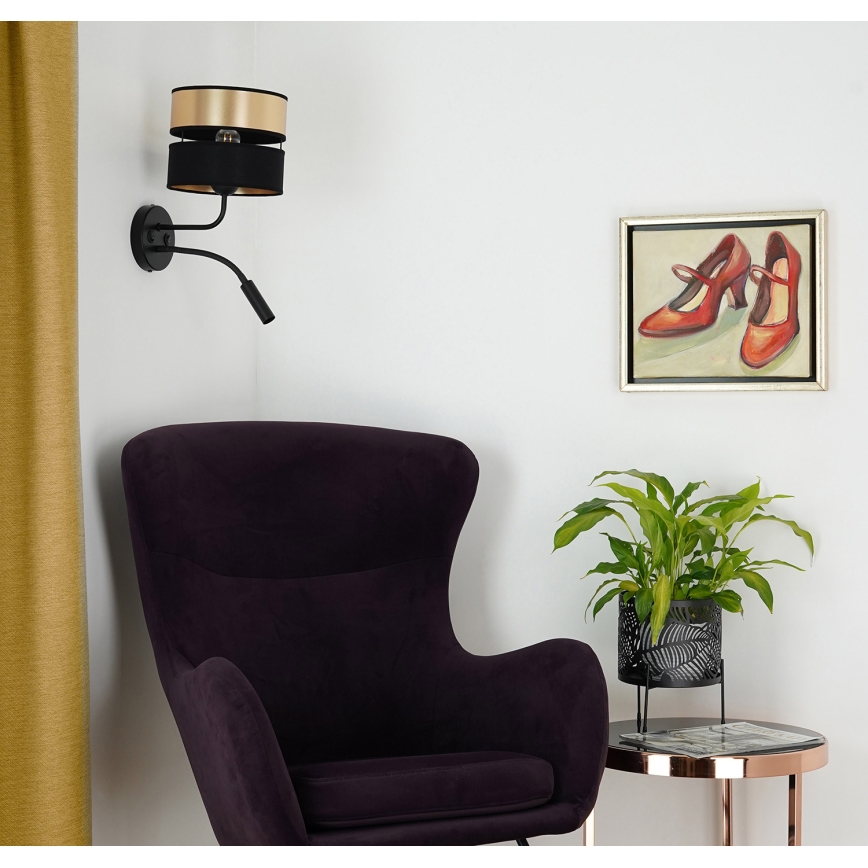 Brilagi - Seinävalaisin ROYAL 1xE27/15W/230V + 1xG9/3W musta/kulta