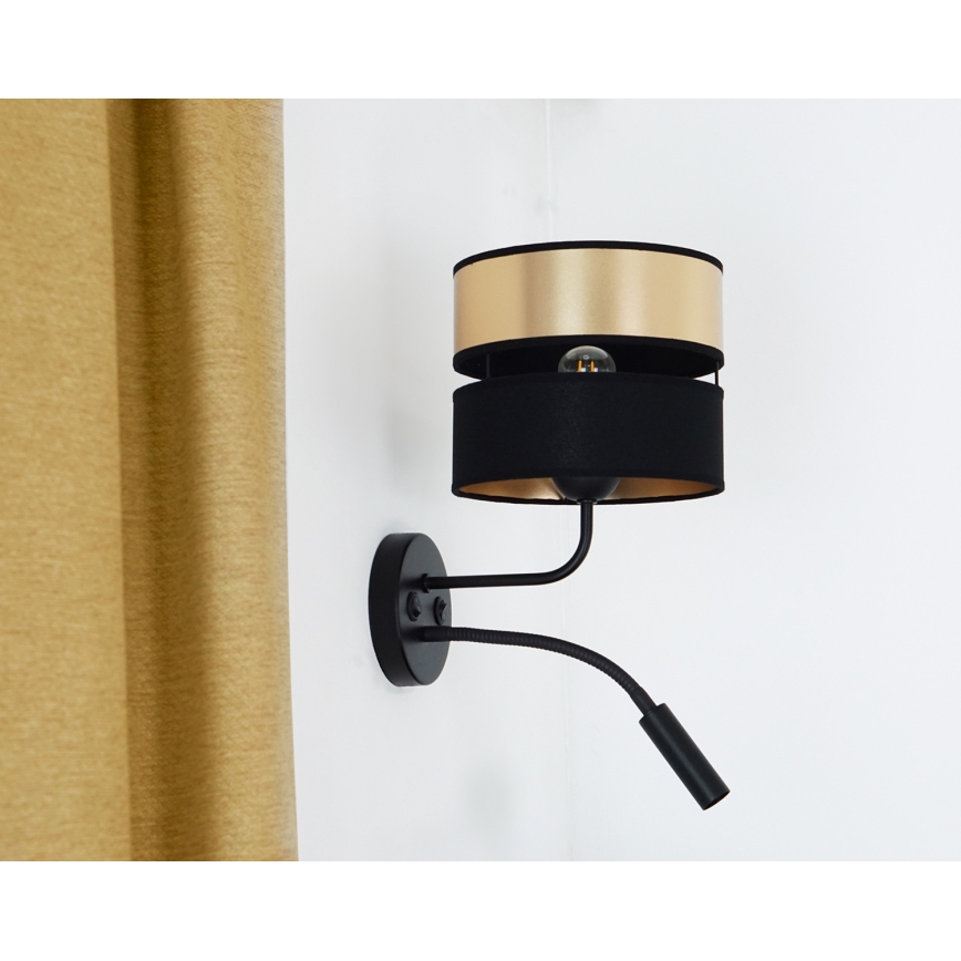 Brilagi - Seinävalaisin ROYAL 1xE27/15W/230V + 1xG9/3W musta/kulta