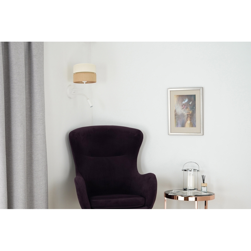 Brilagi - Seinävalaisin ROYAL YUTE 1xE27/15W/230V + 1xG9/6W beige/kerma/valkoinen