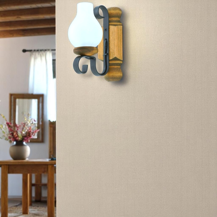 Brilagi - Seinävalaisin RUSTIC 1xE14/40W/230V pyökki