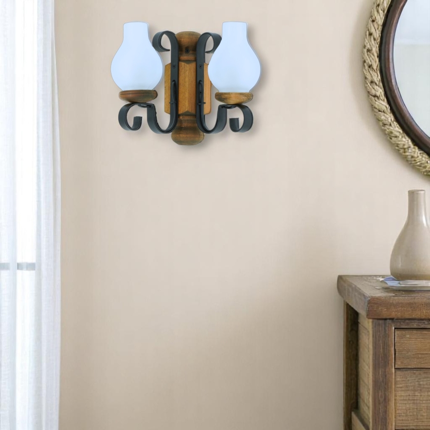 Brilagi - Seinävalaisin RUSTIC 2xE14/40W/230V pyökki