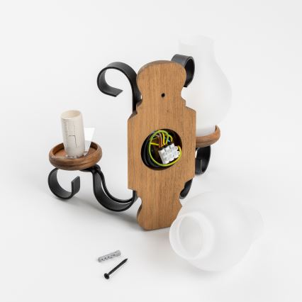 Brilagi - Seinävalaisin RUSTIC 2xE14/40W/230V pyökki