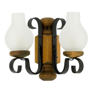 Brilagi - Seinävalaisin RUSTIC 2xE14/40W/230V pyökki/saksanpähkinä