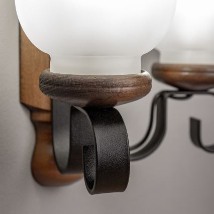 Brilagi - Seinävalaisin RUSTIC 2xE14/40W/230V pyökki/saksanpähkinä